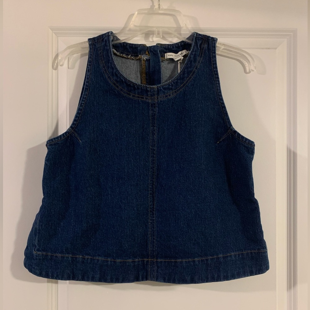 Free Assembly Dark Blue Denim Sleeveless Top